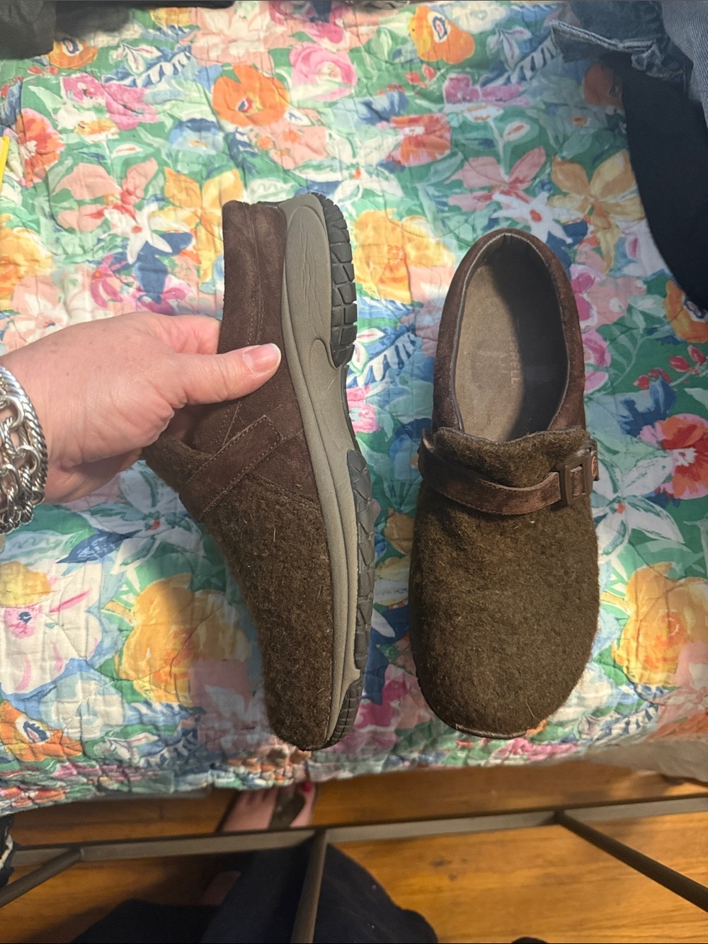 Merrell Brown Wool-Textured Slip-On Clogs - Picture 3 of 4